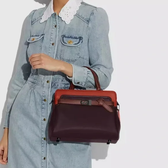 Coach Tate Carryall 29 Satchel Oxblood Multi Pewter - Picture 3 of 17